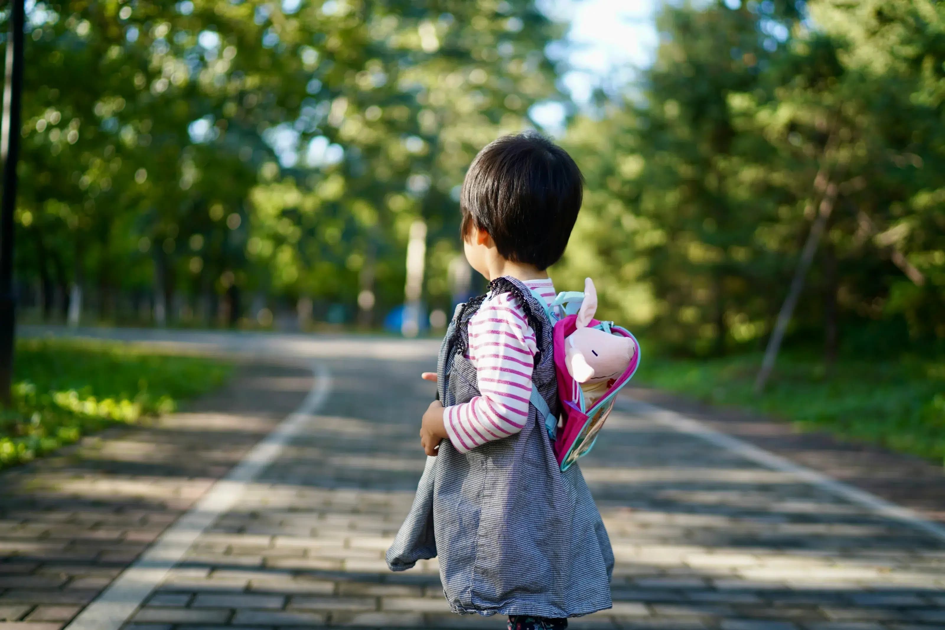 Childcare packing checklist with bag and labelled essentials